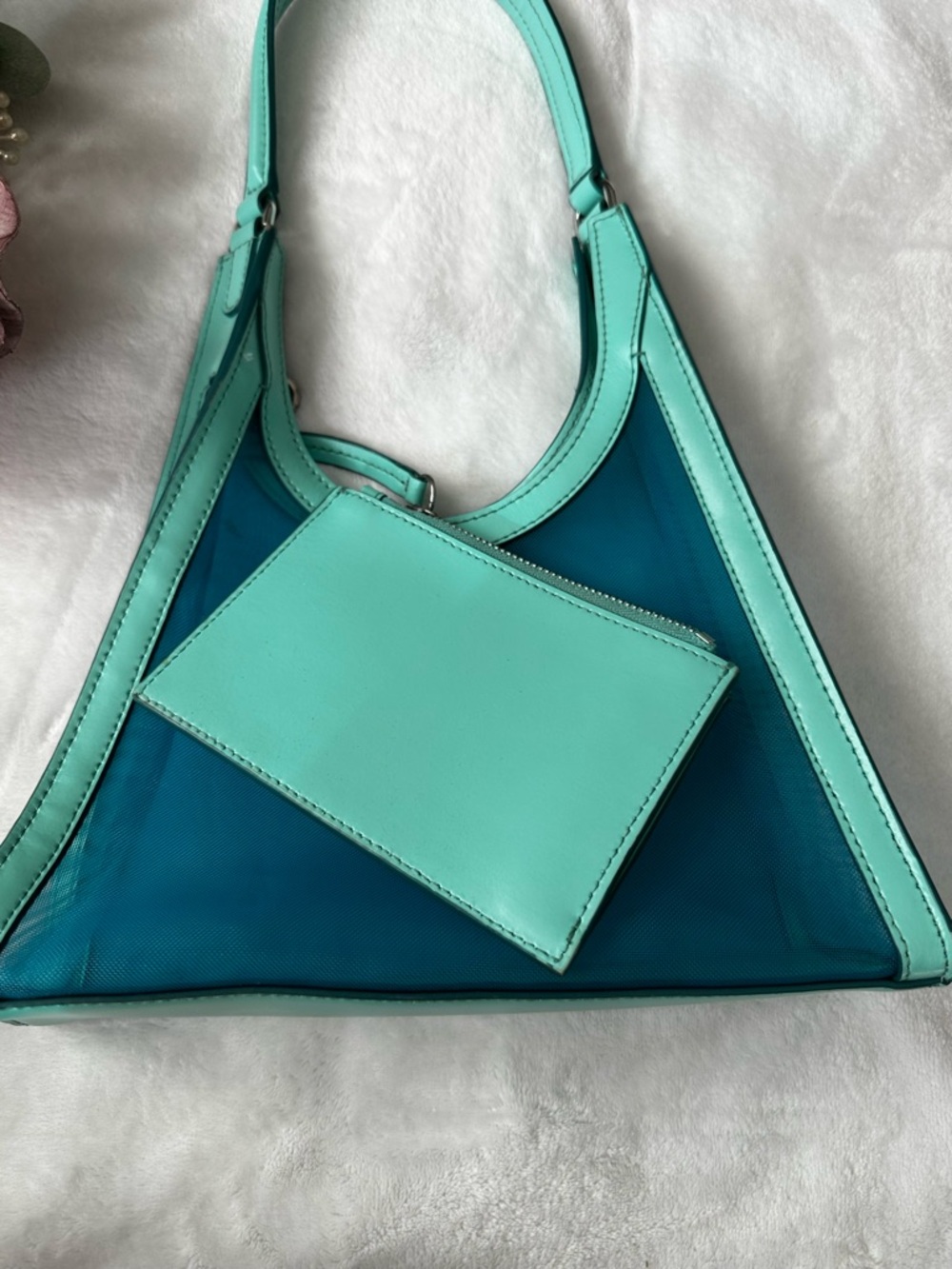 Staud Blue Marine Green Mesh Rey Bag - Picture 6 of 16